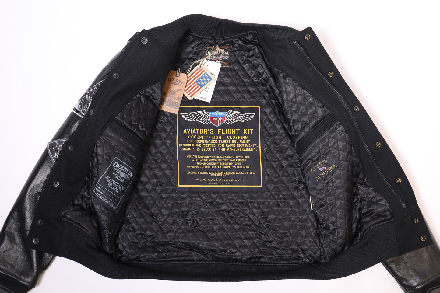 Cockpit USA Top Gun Stealth Varsity Leather Jacket