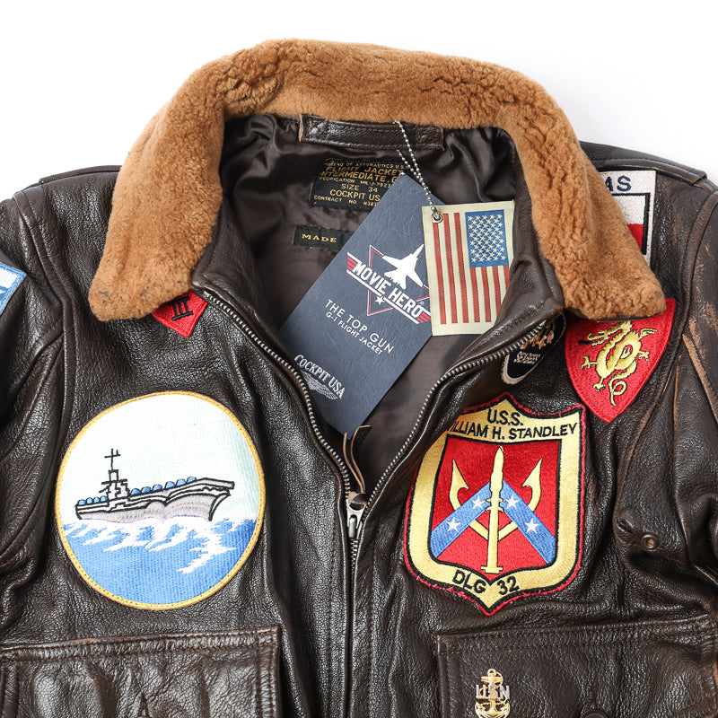 Cockpit USA Movie Hero Top Gun Navy G-1 Leather Jacket