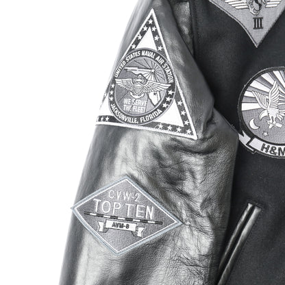 Cockpit USA Top Gun Stealth Varsity Leather Jacket