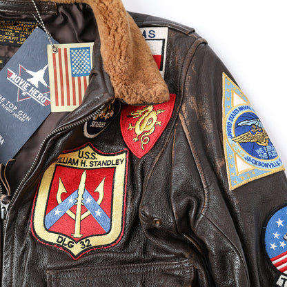 Cockpit USA Movie Hero Top Gun Navy G-1 Leather Jacket