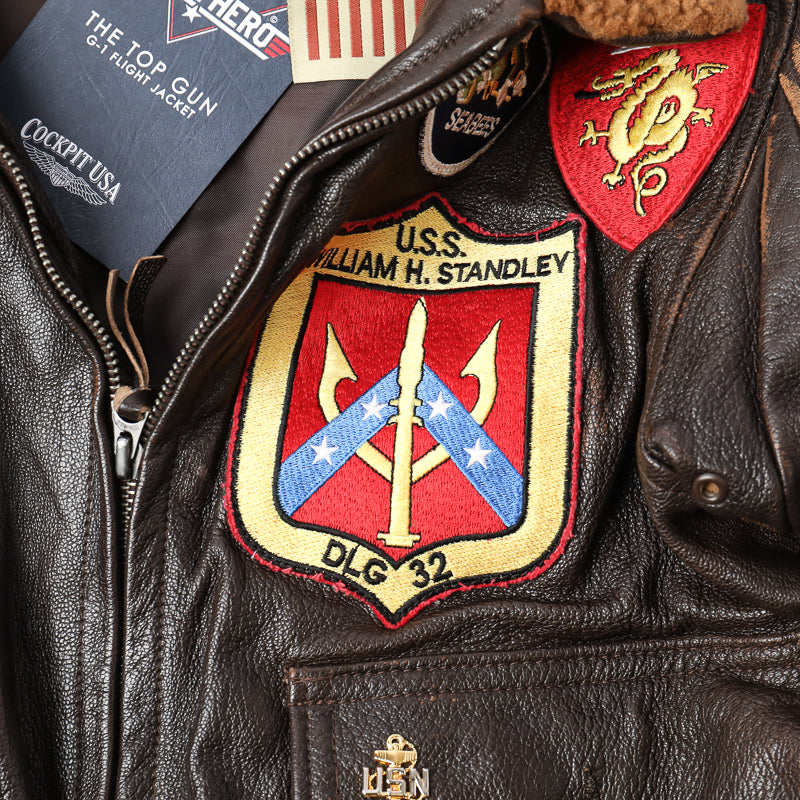 Cockpit USA Movie Hero Top Gun Navy G-1 Leather Jacket