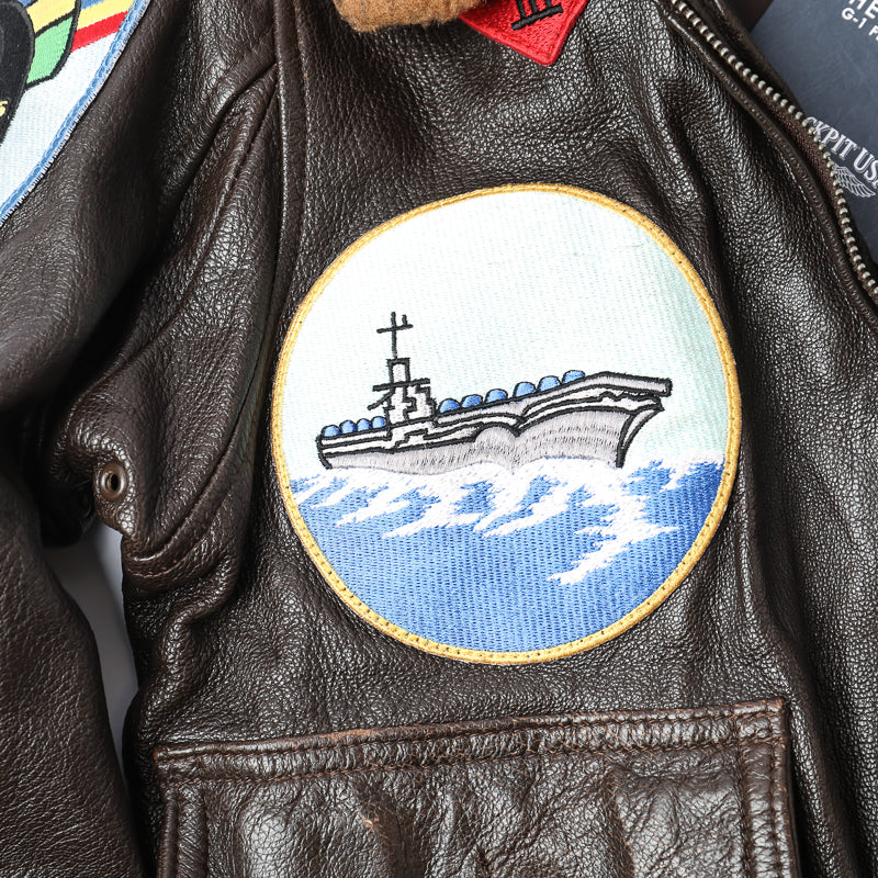 Cockpit USA Movie Hero Top Gun Navy G-1 Leather Jacket