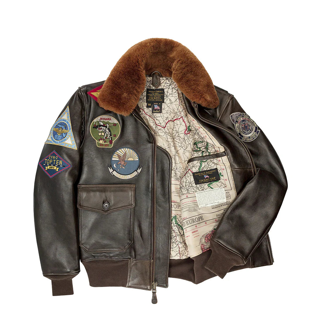 Cockpit USA Top Gun Navy G-1 Leather Jacket (7103060115640)