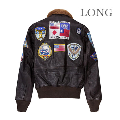 Cockpit USA Movie Hero Top Gun Navy G-1 Leather Long Jacket