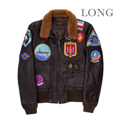 Cockpit USA Movie Hero Top Gun Navy G-1 Leather Long Jacket