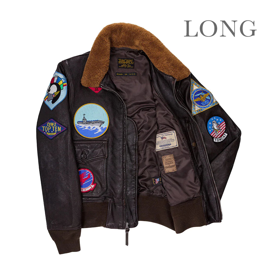 Cockpit USA Movie Hero Top Gun Navy G-1 Leather Long Jacket