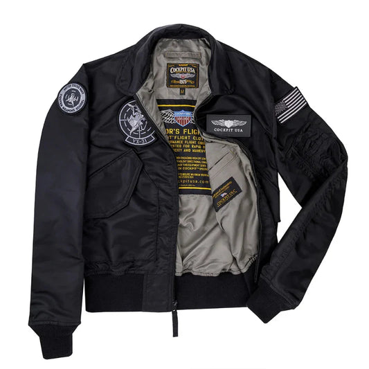 Cockpit USA Movie Hero Top Gun Black Stealth CWU Flight Jacket