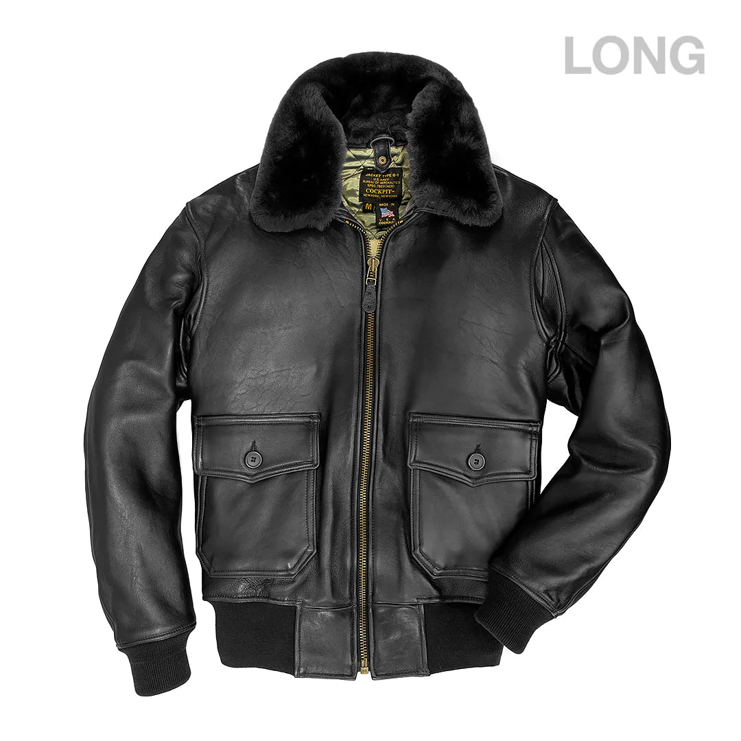 Cockpit USA US Navy G-1 Lambskin Flight Long Jacket