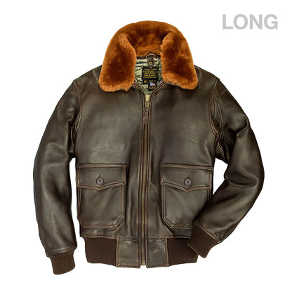 Cockpit USA US Navy G-1 Lambskin Flight Long Jacket