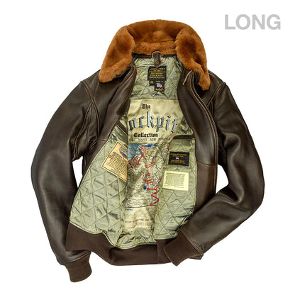 Cockpit USA US Navy G-1 Lambskin Flight Long Jacket